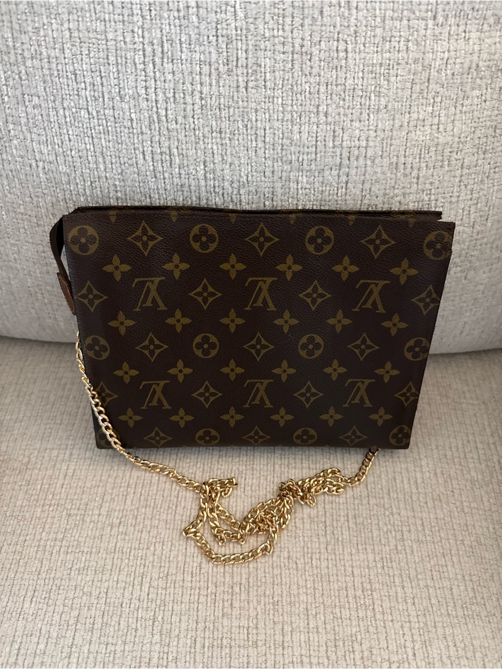 Louis Vuitton Brown Monogram Pouchette Crossbody Insert Straps and Dustbag